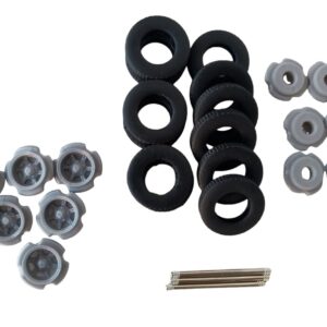 Kit com 3 eixos de rodas Raiadas para Carretas escala 1:50 Tekno (Sem Pintura).