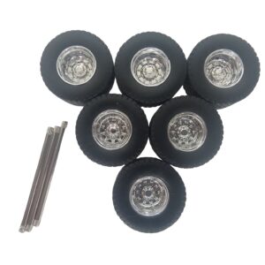 Kit de 3 Eixos com Rodas Cromadas para Carretas escala 1:50 da Tekno.