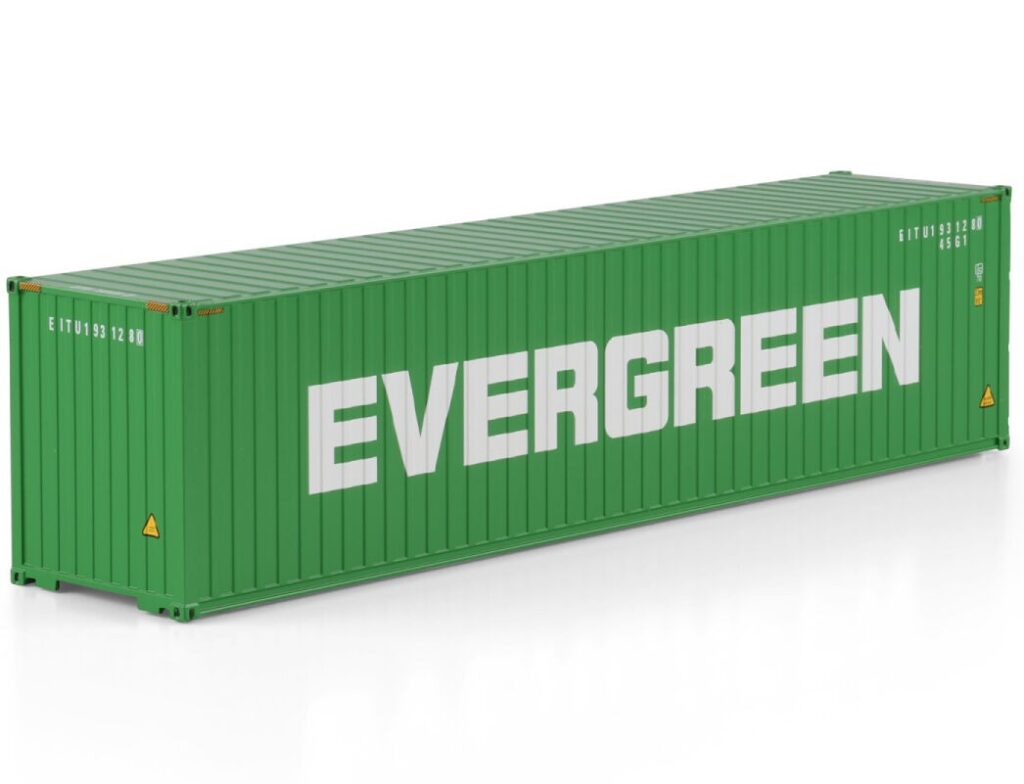 Miniatura Container 40 pés da Evergreen na escala 1:50 da WSI.