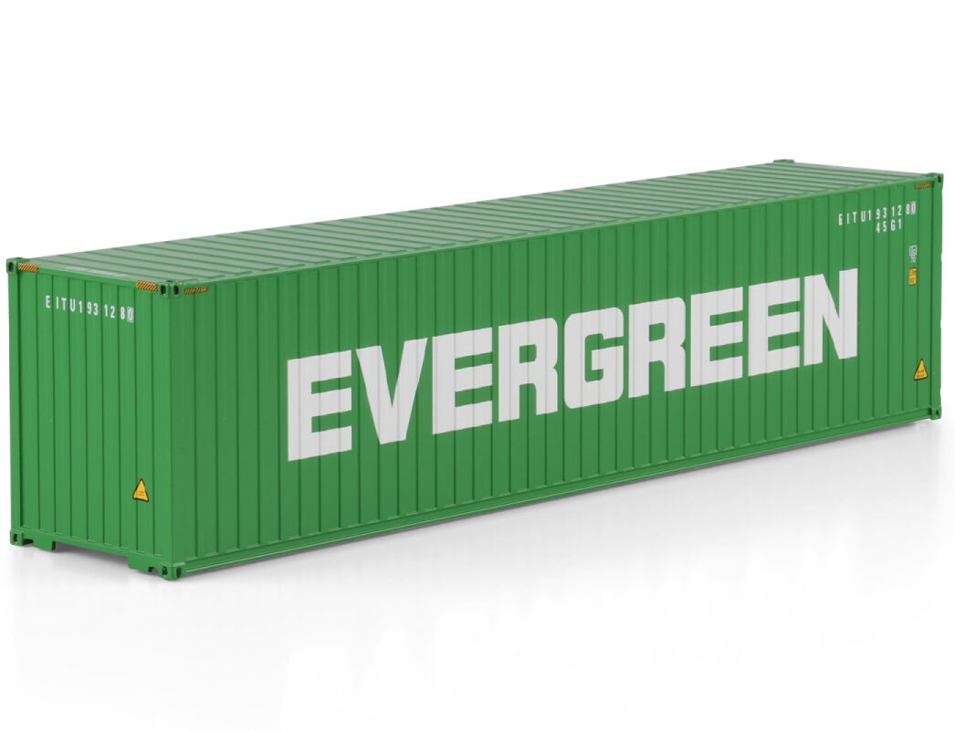 Miniatura Container 40 pés da Evergreen na escala 1:50 da WSI.