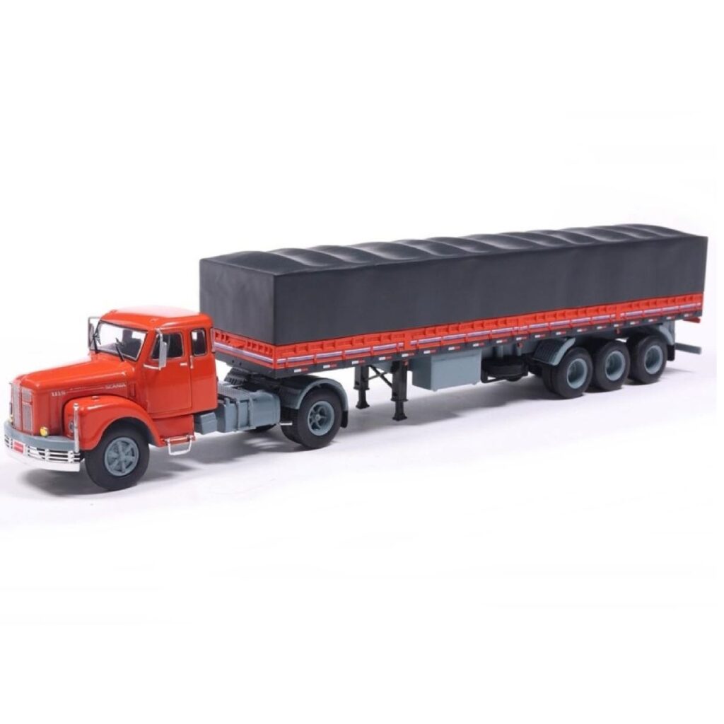 Miniatura Caminhão Scania 111S com Carreta Graneleiro BRClassics na escala 1:64.