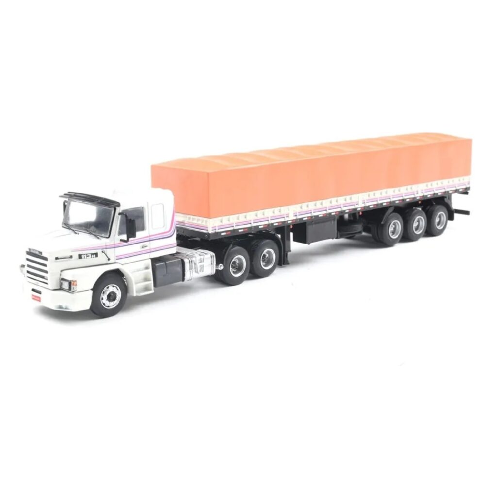 Miniatura Caminhão Scania 113H com carreta Graneleiro BRClassics na escala 1:64.