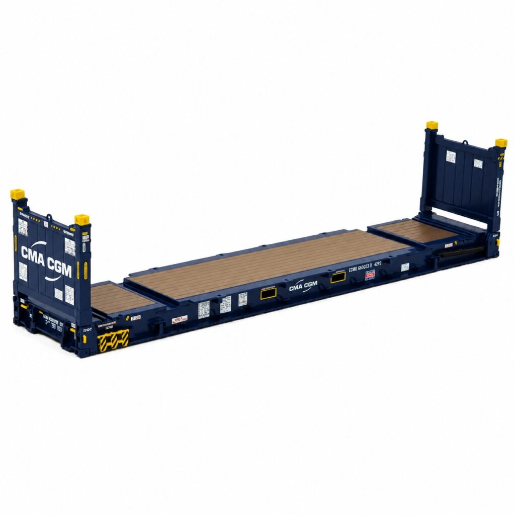Miniatura Container 40 pés Flatrack da CMA CGM escala 1:50 da Tekno.