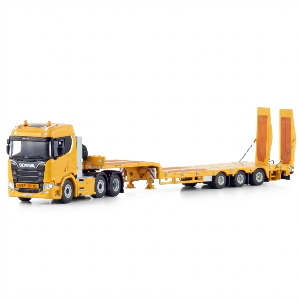 Caminhão Scania R530 com Carreta Prancha na Escala 1:50 da WSI.